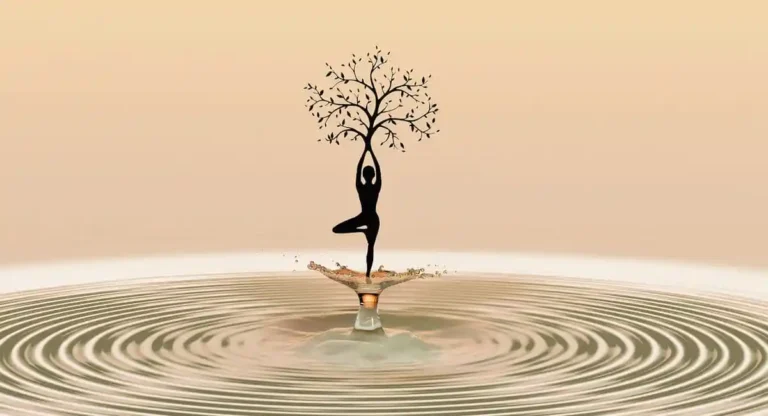 Silueta de yoga sobre el agua