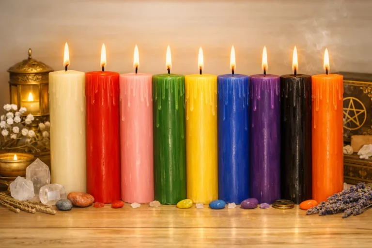 velas de colores encendidas y su significado en rituales esotéricos