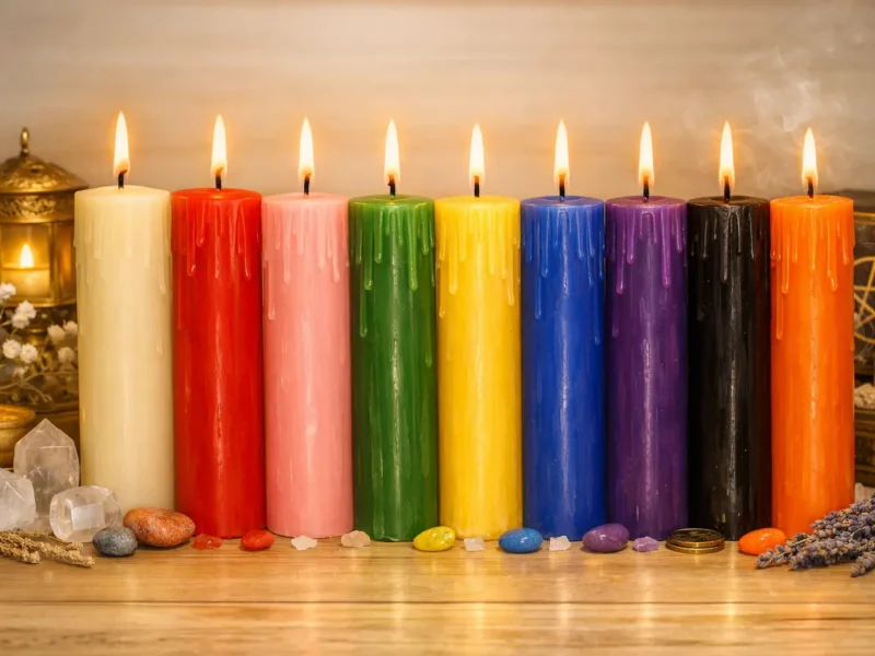 velas de colores encendidas y su significado en rituales esotéricos