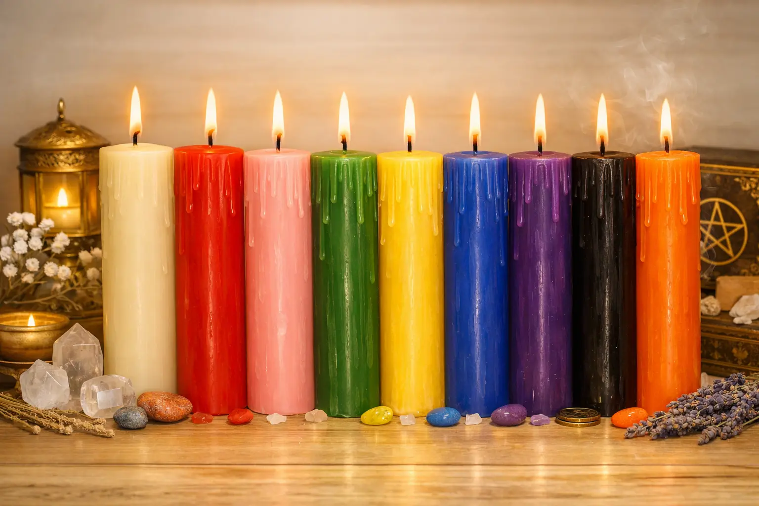 velas de colores encendidas y su significado en rituales esotéricos